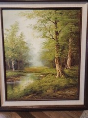 CANTRELL ORIGINAL OIL ON CANVAS River running through the woods