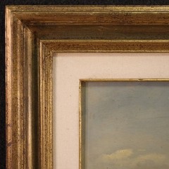 Signed painting artwork oil on board bucolic landscape art 20th century