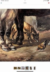 John Frederick Herring, Jr Original Stable Scene Oil Painting On Wood Panel
