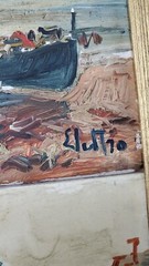 Cityscape Seascape Signed Scene Oil Ceramic Art Tile Triptych 3 Artists Vtg