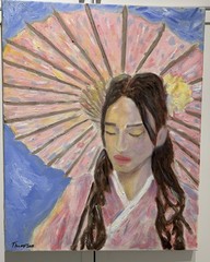 Oil And Canvas woman in kimono 16×20 original by Robert Thompson