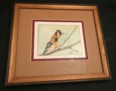 Bird On A Branch Painting 2009 With Frame 13.5″x11.75″
