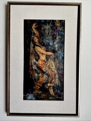 Original Paul (Pawel) Kontny Oil & Gold Leaf Painting Belly Dancer 26.5”x17”