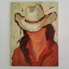 Cowgirls Painting Cowboy Western Original Art Abstract Oil Modern Ranch Wall Art