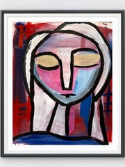 Original Expressionist 11×14 Hand Painted Signed Acrylic Paper Home Art Angel