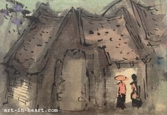 Nguyen Chang Vietnamese rural street #1 original Art In Heart