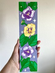 Original Art Floral Wall Decor 3×12 Acrylic Painting Wall Hanging Flowers