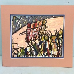 Abstract Painting by Christine Dowling Matted 1949 11 3/8” By 9 3/4”