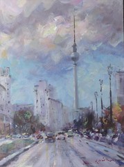 Gerry Miller – „TV Tower Berlin“, acrylic paint. Landscape. 30×40 cm – Without frame.
