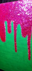 Blacklight Glow In The Dark Glitter Painting On Canvas Green WithFushia Glitter
