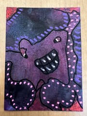Thingiez ACEO original art card 1 of a kind 2.5 „x 3.5“ Folk Nightmare Art Work