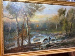 Huge Christopher High Shearer (1846 – 1926) „Deer In Landscape“ Oil Painting