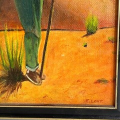 c1965 Ed Lent Navajo Shepherd Shepherdess Original Oil Paintings Pair Vintage