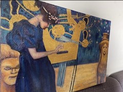 Gustav Klimt The Kiss Signed Oil Painting in Art Nouveau .