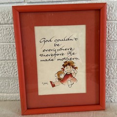 Artist Signed Calligraphy And Watercolor Custom Mat W/ Wood Frame 9×10.5