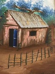 Patrick Gonzales Original Haitian Village Scene Painting Caribbean Folk Art