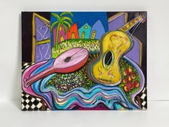 Original Painting New Orleans Artist Troya Musical Instruments