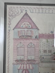 Vintage painting by Kim Peckham 20×17 Inches teddy bear dollhouse cottage core