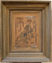 David Hendler Beautiful gouache circa 1950 Jewish Russian born Israeli