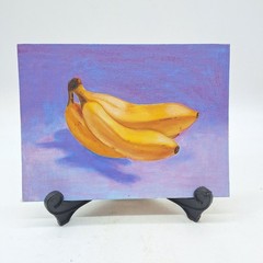 Artist original acrylic painting still life bananas on board unframed 9.75″ x 6.