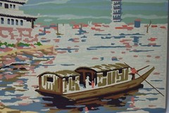 2 Craftint Paint by Number Panels D1 Chinese Pagoda Towering Heights Used 12×16