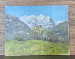 Mountain Landscape Oil Painting on Canvas Realism Trees Nature 10×8 in