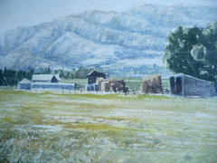 MARION HAWS, UTAH WATERCOLORIST WATERCOLOR VINTAGE RURAL LANDSCAPE IMPRESSIONIST