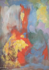 Stunning Mid Century Expressionist Colorful Oil Painting Illegibly Signed, 1962
