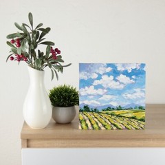 Italy Oil Painting Original 8×8″ Florence Italy Painting Tuscany Hill Vineyard