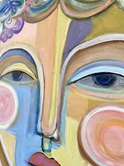 Abstract Portrait Painting Colorful Modern Original Wall Art Face Canvas Boho