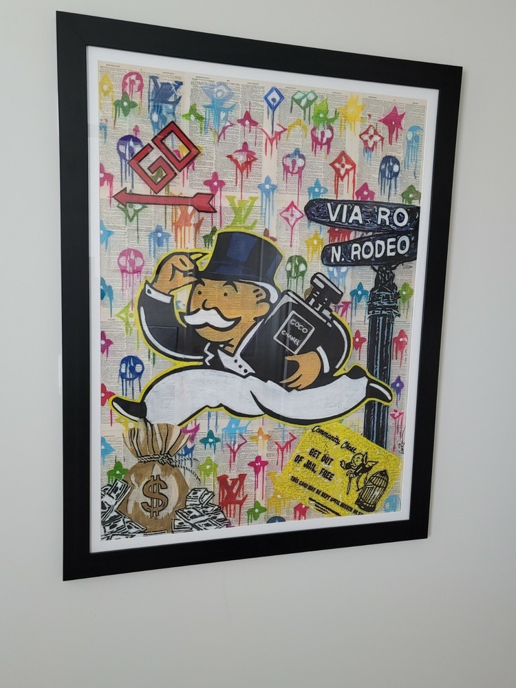 Original “Playing Games ” Monopoly painting with COA 36×42… Diamond dust