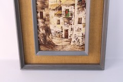 Old World City Village Mediterranean Street Scene Oil Painting On Board Signed