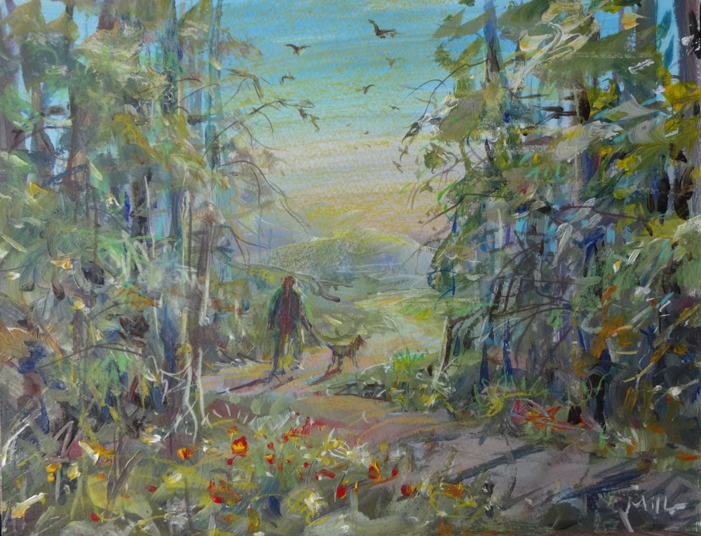 GERRY MILLER. Acrylic „Through Forests“. No frame. 32x25cm.