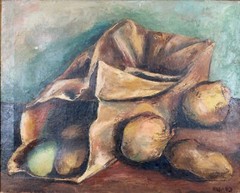 Framed Oil Painting on Canvas of Still Life with Potatoes – 23.5”x20”