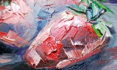 Strawberry Painting Original Fruit Wall Art Food Oil Impasto Artwork Kitchen
