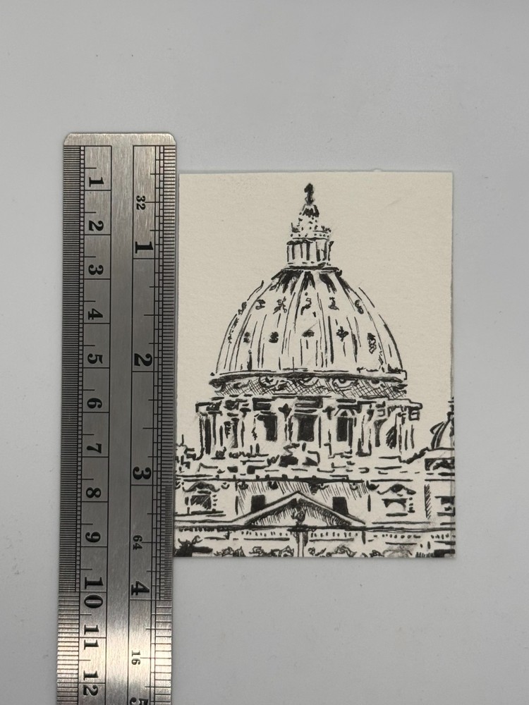 aceo 2.5×3.5in original ink drawing of the Dome of St Peter’s Basilica by Hagen