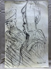 LEONARDO DA VINCI drawing and painting on old paper signed stamped vintage