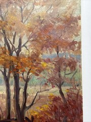 ANTIQUE IMPRESSIONIST PAINTING LANDSCAPE AMERICAN HENLINE LISTED FAMOUS AS IS