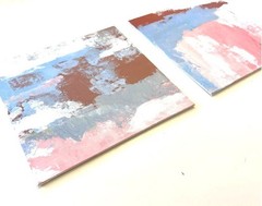 2 Original unframed Abstract acrylic paintings 8 x 8 signed OOAK