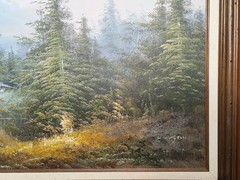 Vintage Large Mountains Landscape Oil Painting Canvas Original Wood Framed 24×36