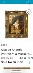 Alex de Andreis (1880-1929) Oil Painting Large Cavalier Portrait c 1920s