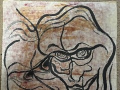 Corbellic Abstract Cubism Portrait Urban Paper Art Original 17″ H X 12″ L