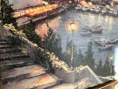 S. Sam Park „Twilight at Amalfi“ Hand Embellished Serigraph on Canvas Framed