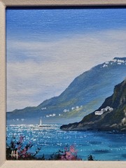 ​Ashton Howard Original Acrylic Canvas Painting Framed Santorini Greece COA READ
