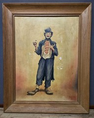 1955 Mike Mansor Folk Art Clown Painting „Man About Town“ Laingsburg MI *READ*