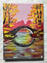 ART PICTURE CANVAS, LANDSCAPE, ACRYLIC 5×7 inch, NICE, BEAUTIFUL, HANDMADE.