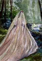 Original Watercolor ACEO Bride in Forest Girl Fantasy Miniature 2.5×3.5”