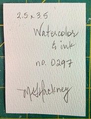 ACEO Painting by M. Hackney Floral Watercolor & Ink, Signed, 2.5×3.5″, 2026