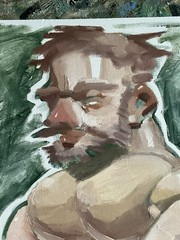 French Realism Body Gradient Study Human Man 12×16 Org Oil Painting On Canvas