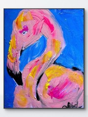 Flamingo 11×14 Canvas Original Artwork Abstract Decor Fine Art Expressionist